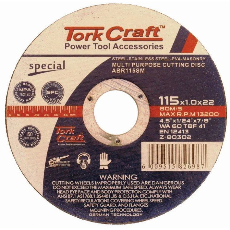 CUTTING DISC MULTI PURPOSE 115 x1.0 x 22.2mm FOR STEEL SS PVA STONE
