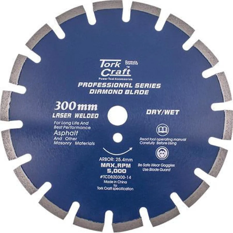 DIAMOND BLADE 300 x 25.4MM ASPHALT LASER WELDED SEGMENTED TAR