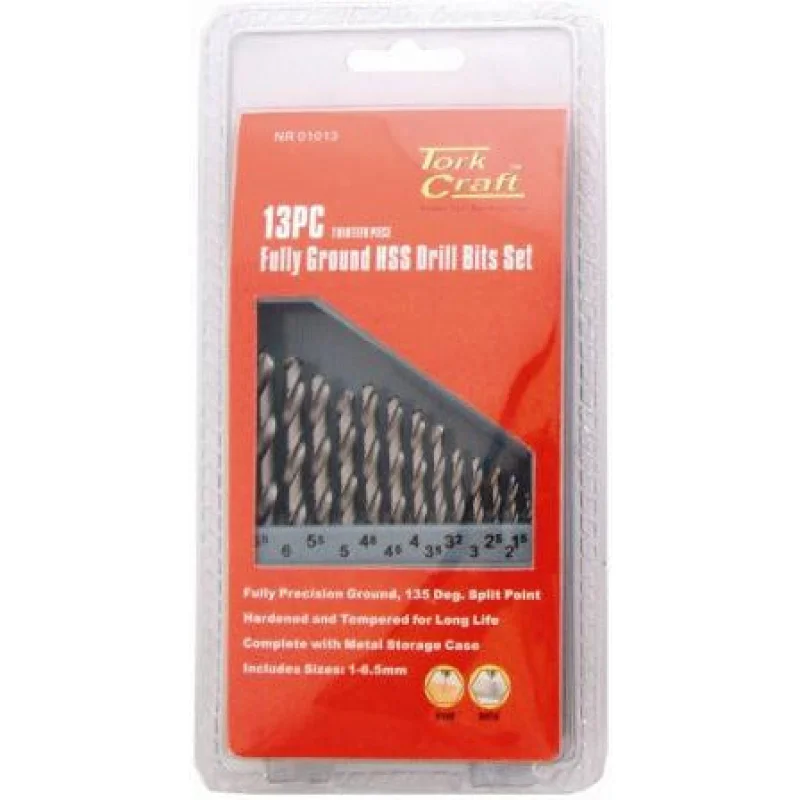DRILL BIT SET 13PCE HSS GROUND BRIGHT FINISH