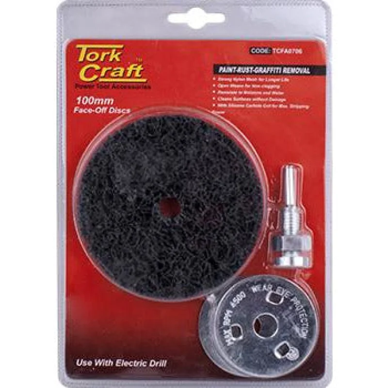 FACE OFF DISC & ARBOR 100MM CARDED FOR DRILL
