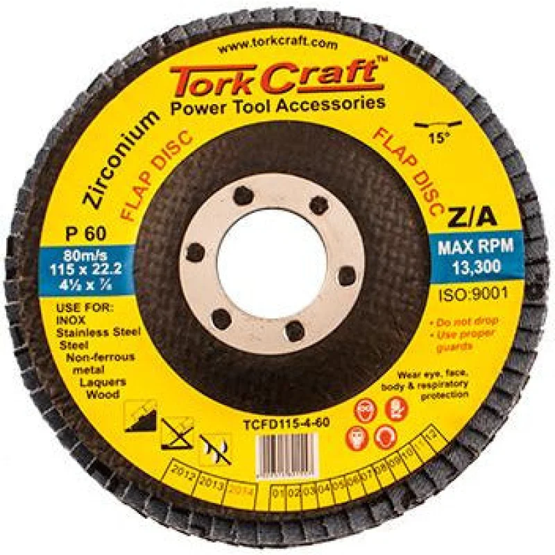 FLAP DISC ZIRCONIUM 115MM 60GRIT ANGLED