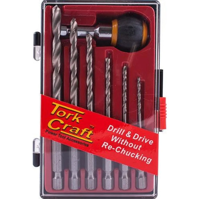 HEX SHANK DRILL SET 7PCE WITH QUICK CHANGE ADAPTOR SET 7PCE