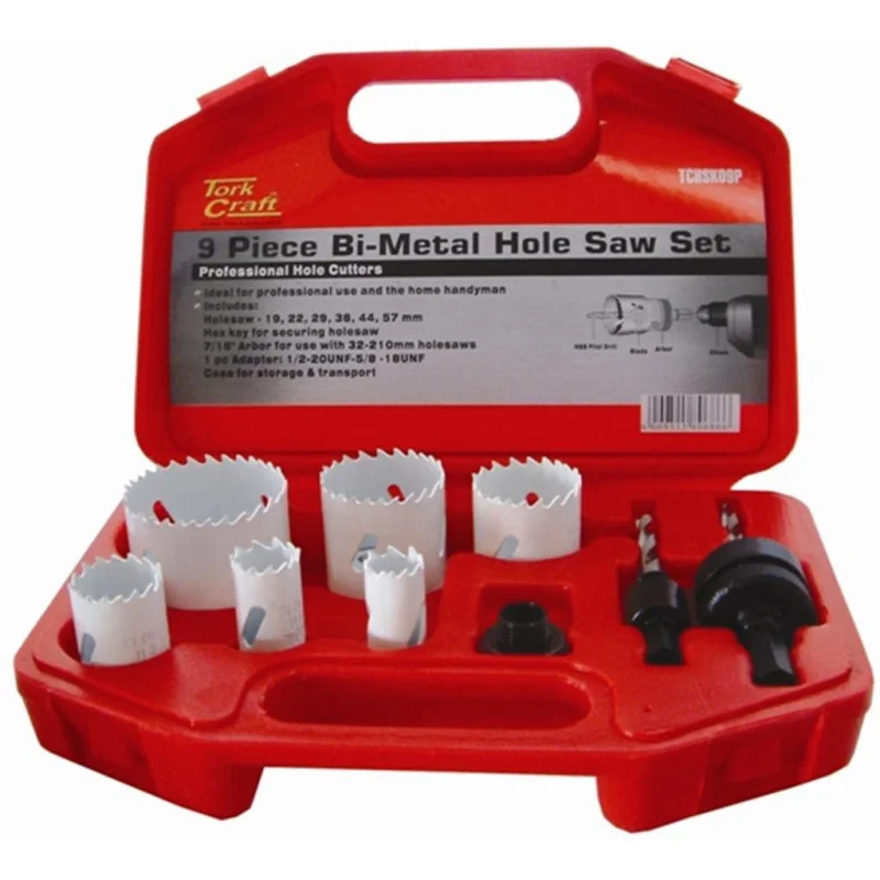 HOLESAW SET 9PC IN CASE BI-METAL 19 22 29 38 44 57MM