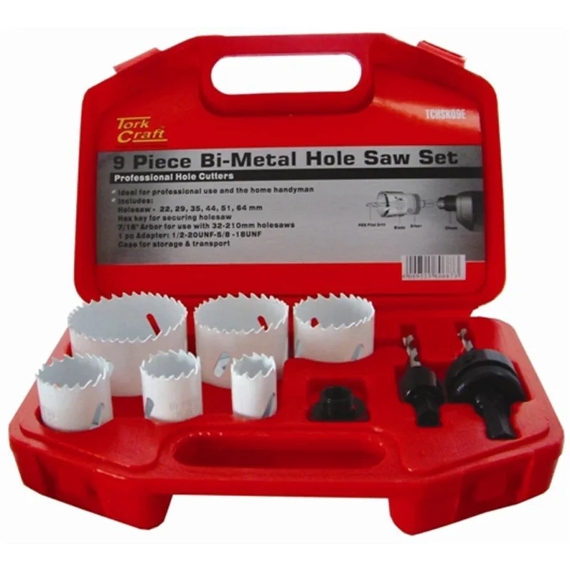 HOLESAW SET 9PC IN CASE BI-METAL 22 29 35 44 51 64MM