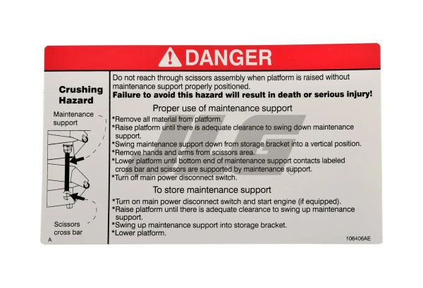 JLG Part # SJ106406 | SJ-DECAL, SAFETY BAR, EA