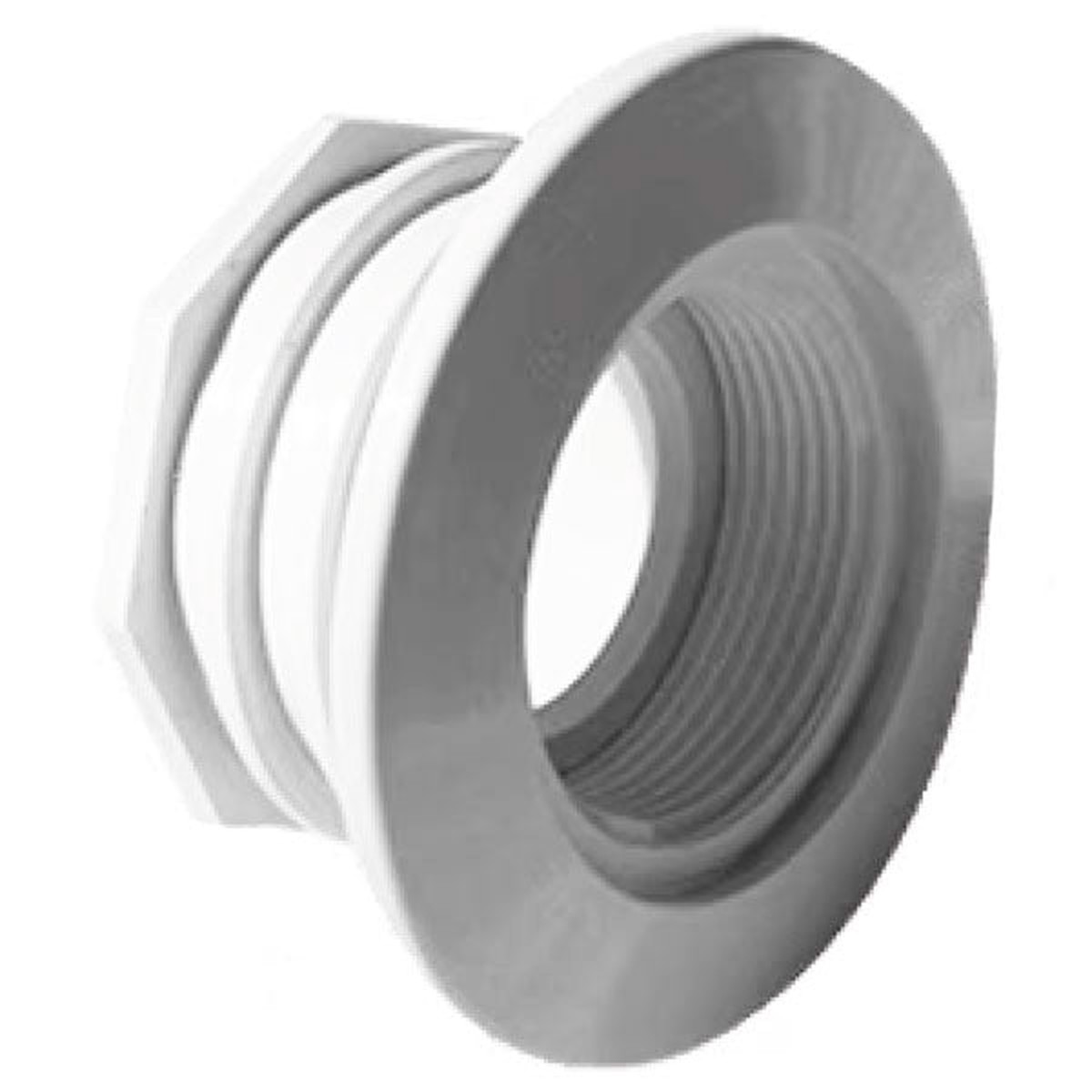 Large Wall Fitting With Water Stop - 1-1/2 Inch Socket - White
