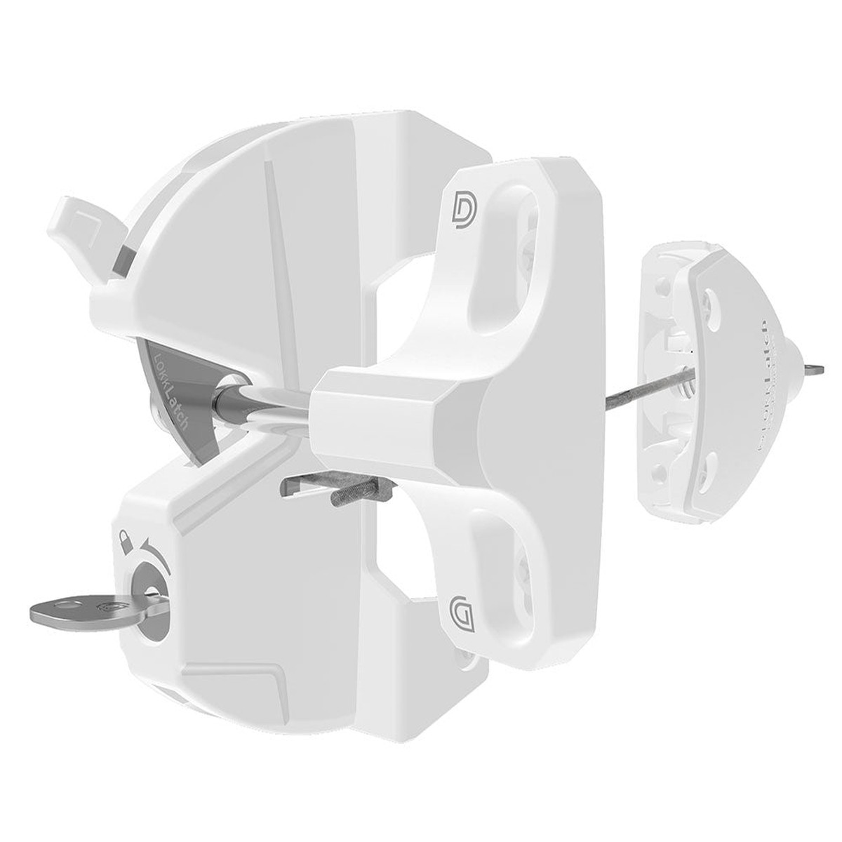 Lokk Latch Key-Lockable Gate Latch With External Access - White