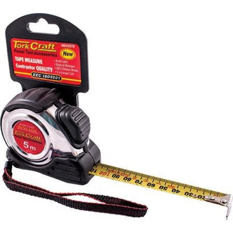 MEASURING TAPE SELF LOCK 5M X 19MM S/S & RUBBER CASING MATT FINISH