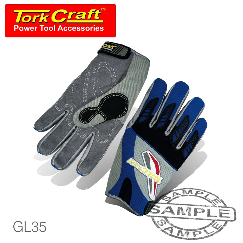 MECHANICS GLOVE 3XL LARGE SYNTHETIC LEATHER PALM AIR MESH BACK BLUE