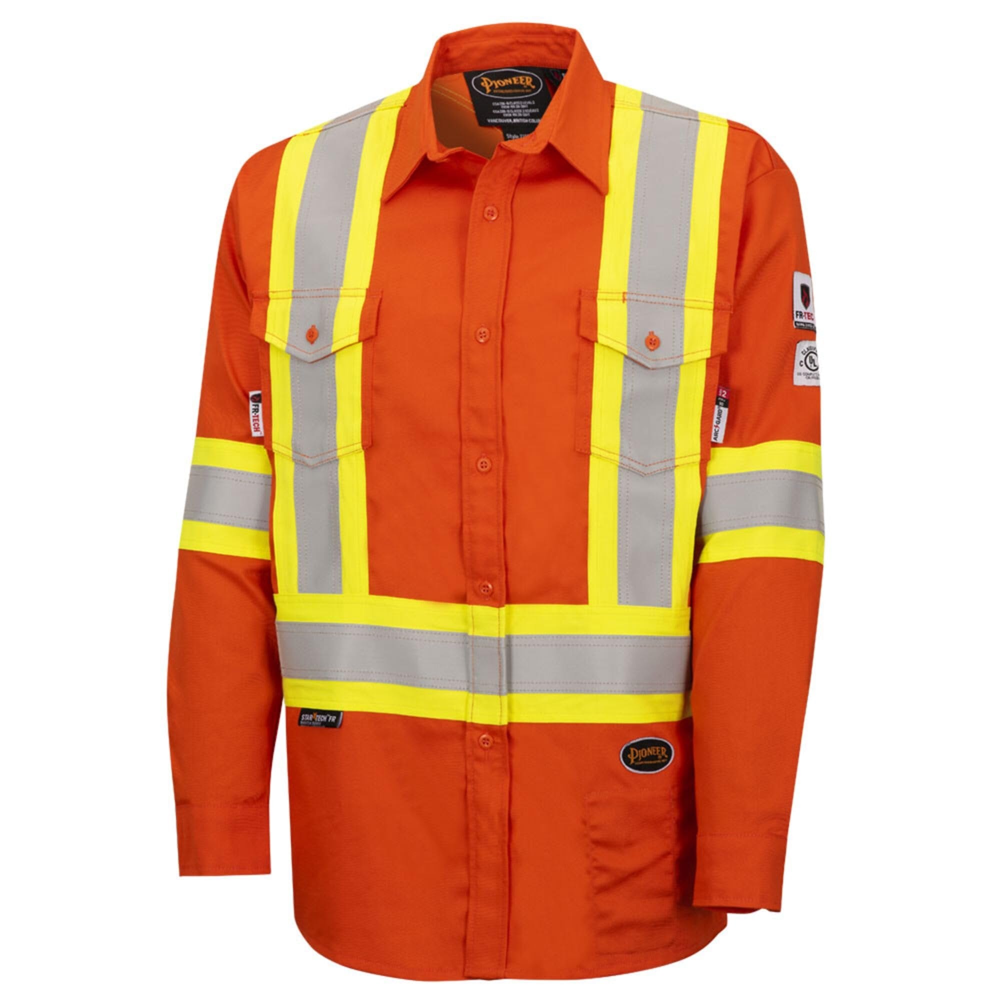Pioneer Flame Resistant Adjustable Wrist Button-Down Safety Shirt, Cotton-Nylon Blend