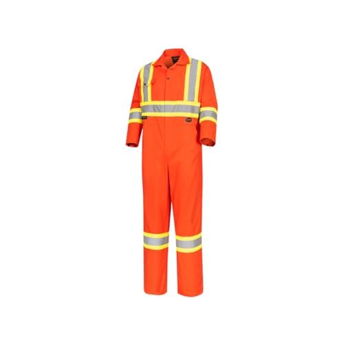 Pioneer CSA Action Back High Visibility Work Coverall with Elastic Waist & Adjustable Wrist, 7-Pocket, Tall Fit