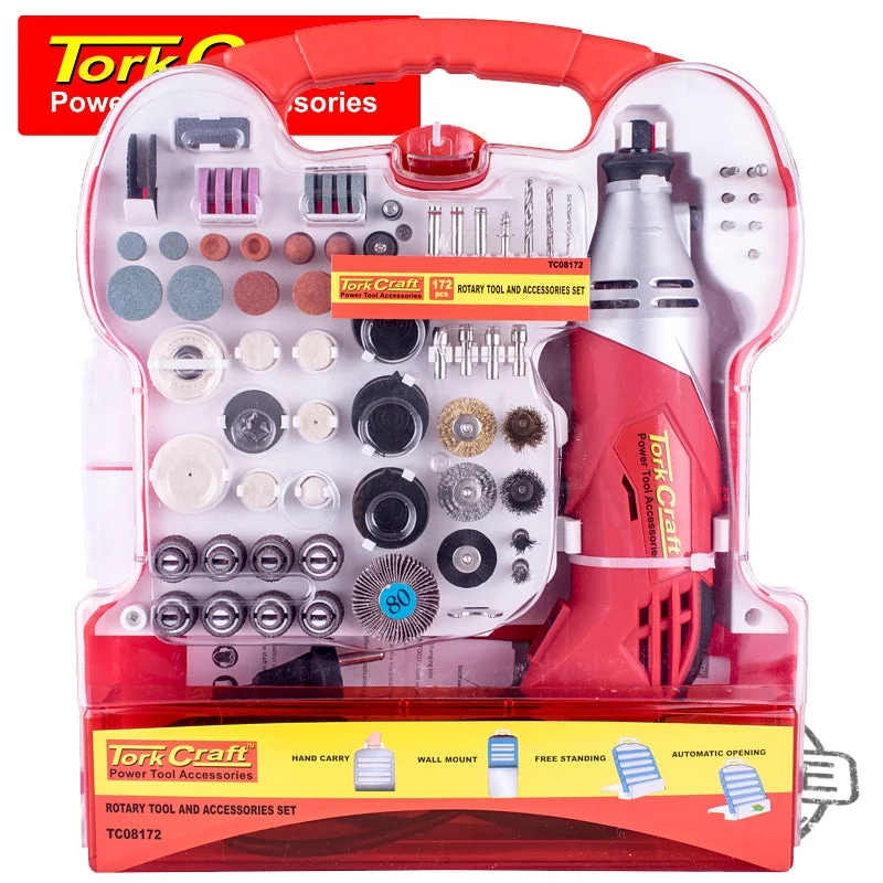 MINI ROTARY TOOL AND ACCESSORY KIT 172 PC IN PLASTIC CASE