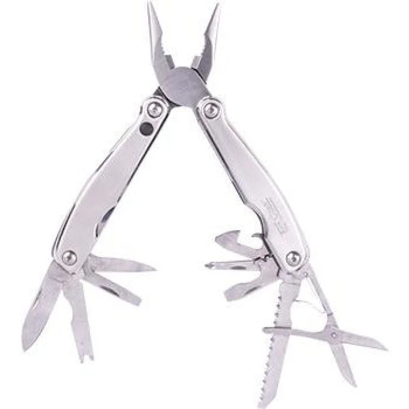 MULTITOOL SILVER WITH LED LIGHT & NYLON POUCH IN BLISTER