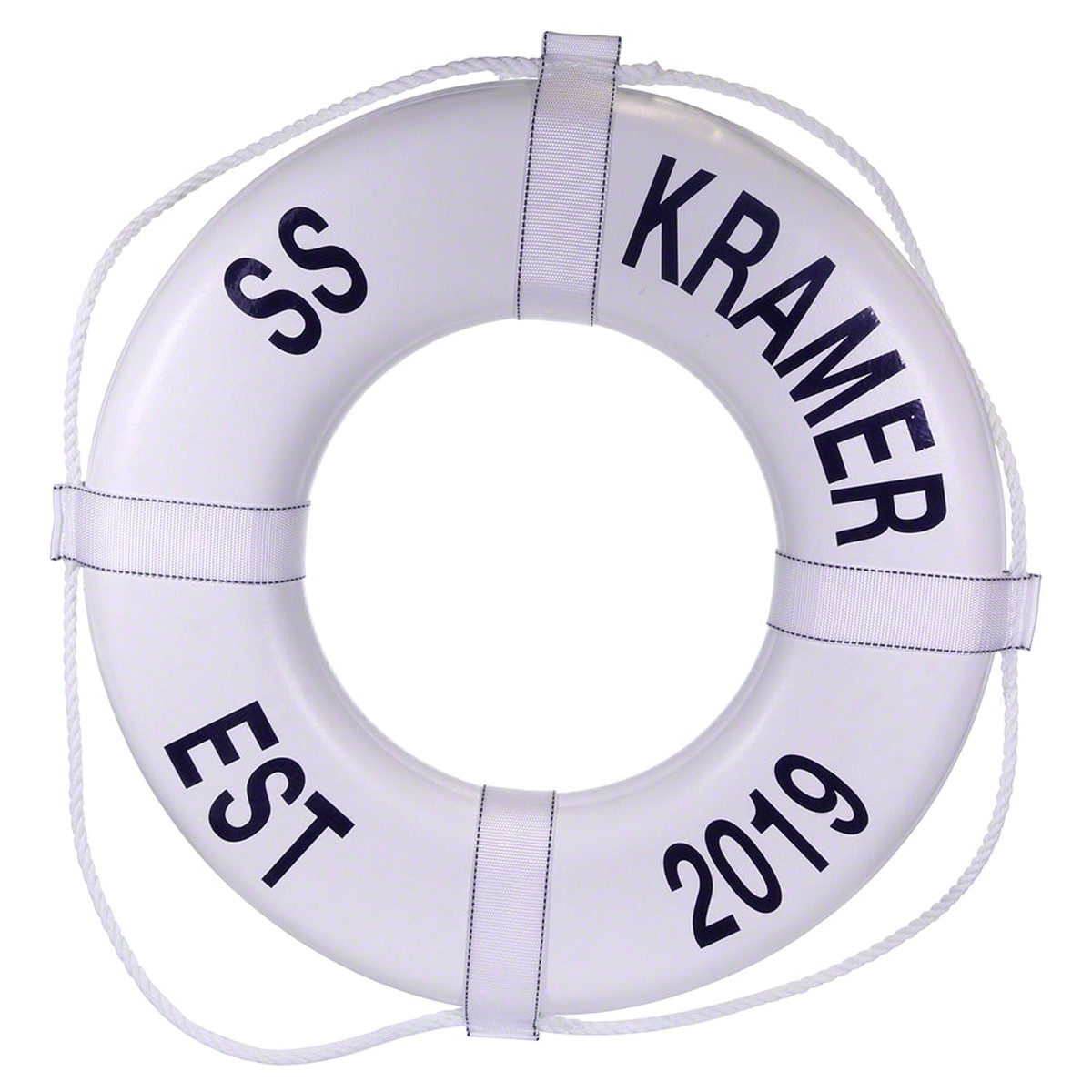 Personalized USCG Solid Foam 24 Inch Life Ring Buoy - White