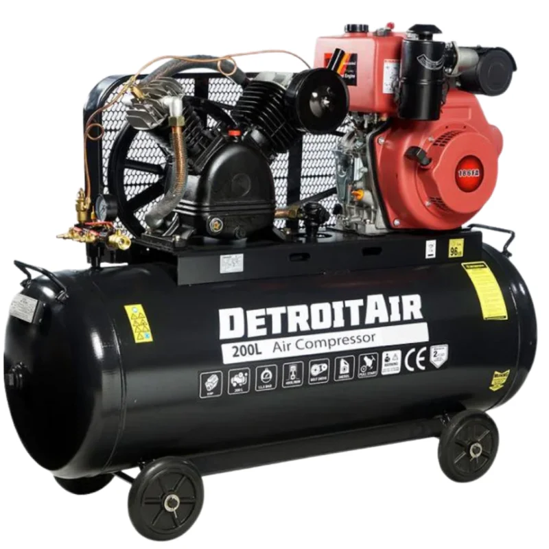 Petrol Engine Air Compressor 6Hp 200L 12.5Bar 400LPM/14.1CFM