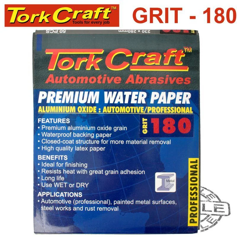 PREMIUM WATERPROOF PAPER180 GRIT 230X 28 (50 PIECE) AUTOMOTIVE