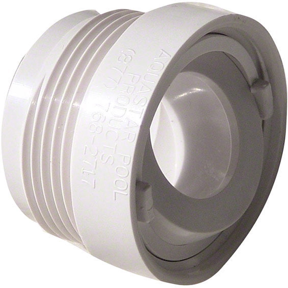 Return Fitting Extender With Eyeball and Nut - 1-1/2 Inch MPT and 3/4 Inch Orifice - White