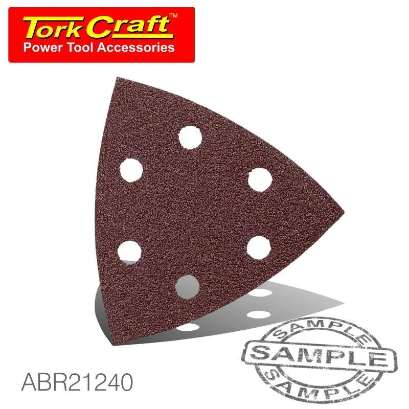 SANDING TRIANGLE VELCRO SHEET 240GRIT 94 X 94 X 94MM 5/PACK WITH HOLES