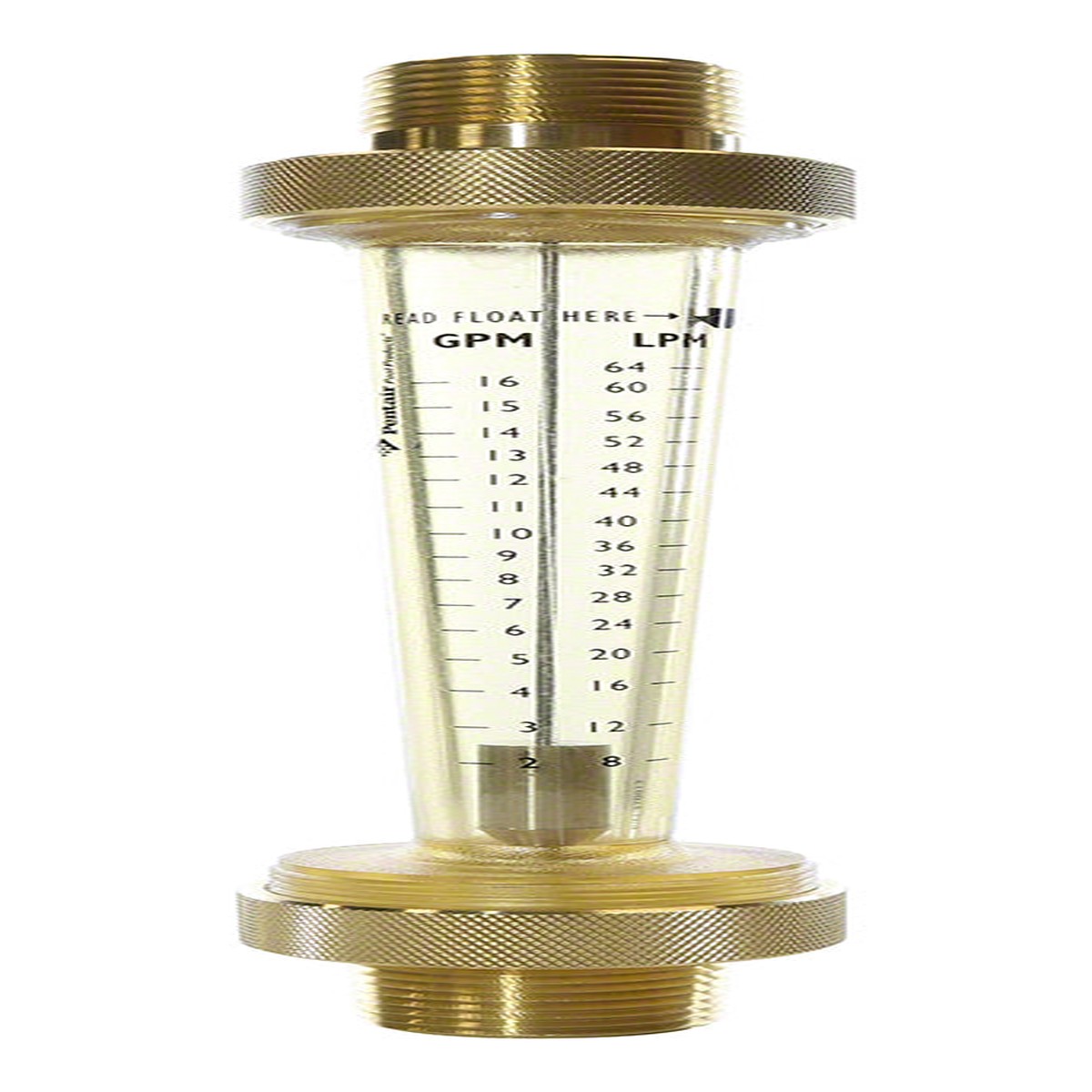 Small Body Flowmeter 1 Inch Brass Threaded End 2 to 16 GPM