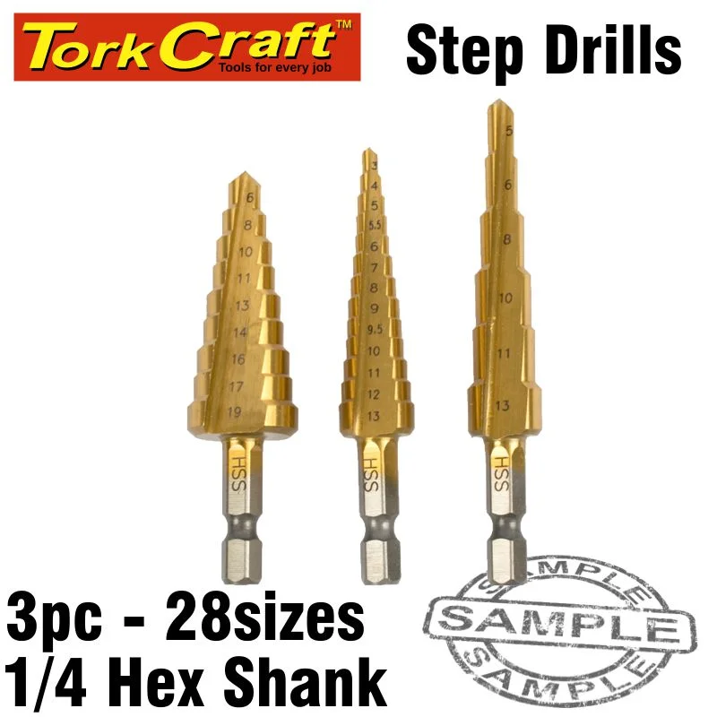 STEP DRILL SET 3PCE IN BLISTER
