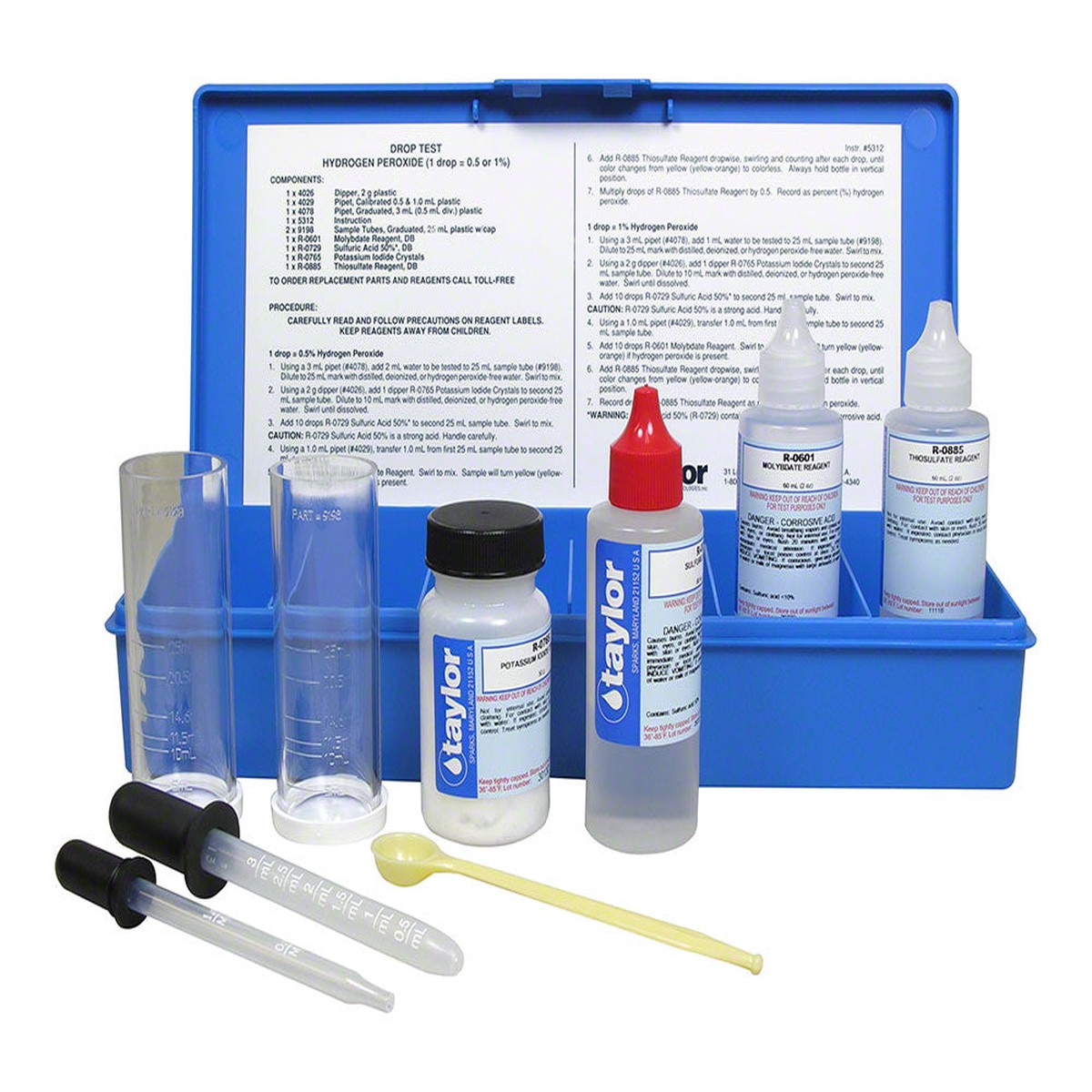 Taylor Drop Test Hydrogen Peroxide .5 ppm or 1% (Iodometric) Test Kit - K-1443