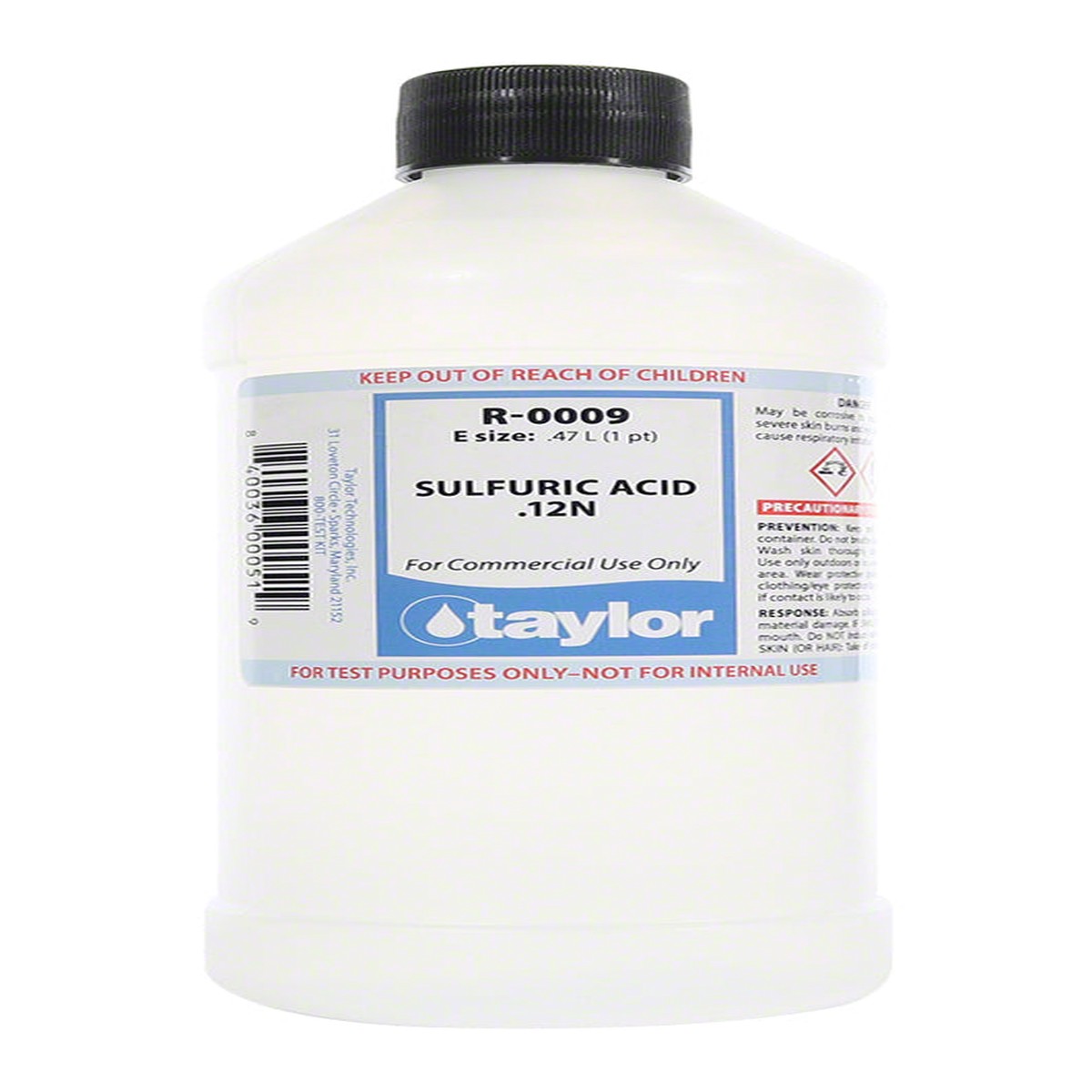 Taylor Sulfuric Acid .12N #9 - 16 Oz. Bottle - R-0009-E