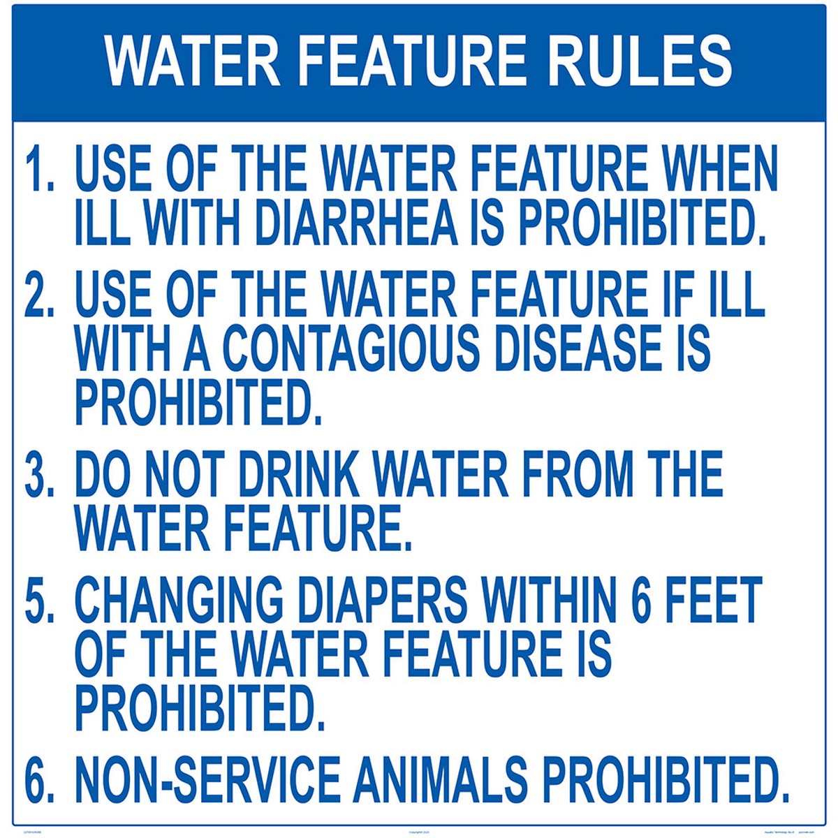 Texas Water Feature Rules - 36 x 36 Inches on White Styrene