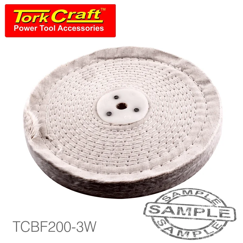 WHITE BUFF/MOP 200MM X 3 SECTION X 30 MM THICK 1/2′ HOLE