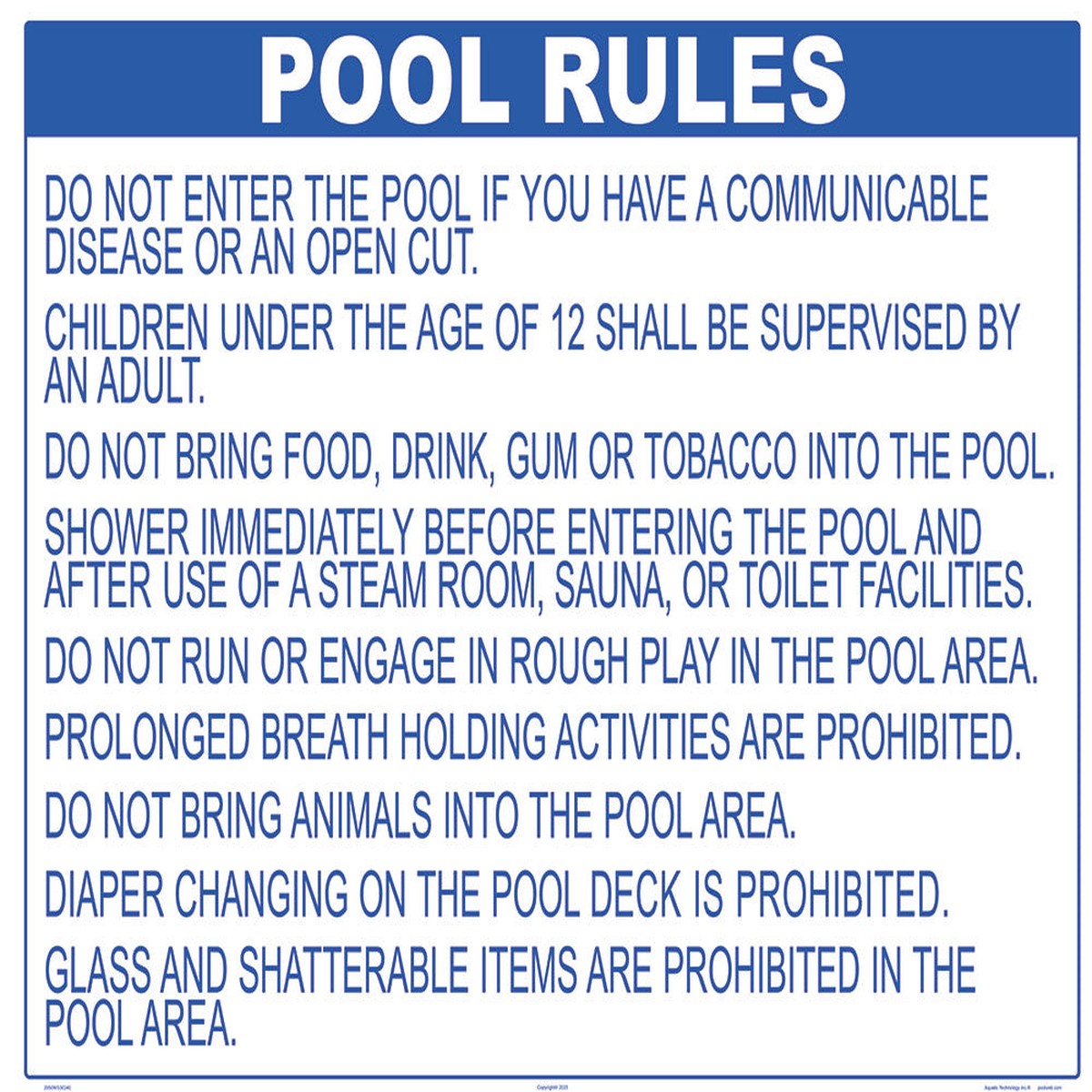 Wisconsin Pool Rules Sign - 30 x 24 Inches on Styrene Plastic